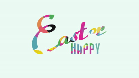 animated closeup happy easter text on white background