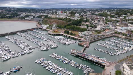 beautiful aerial view of torquay boat harbor marina on england coast