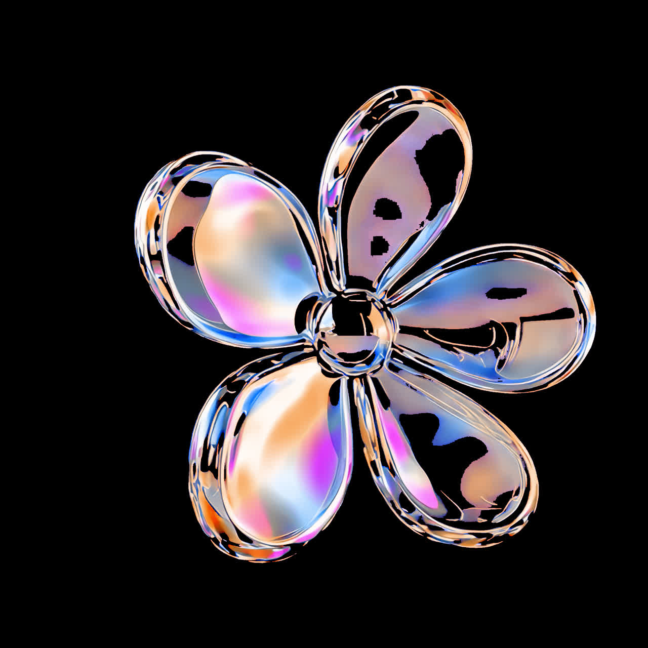 Cute 3d flower animation isolated asset, transparent 4K video, alpha channel, ProRes 4444
