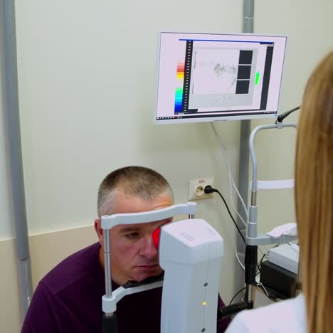 man examining by ophthalmologist