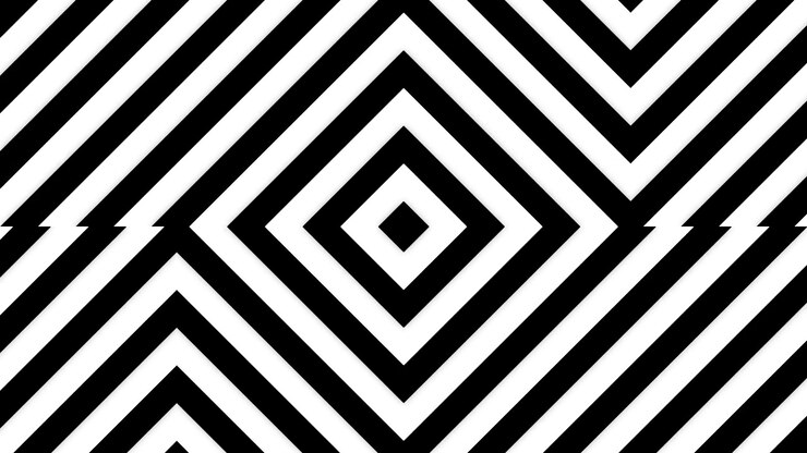 Seamless Loop of Moving Black and White Geometric Shapes