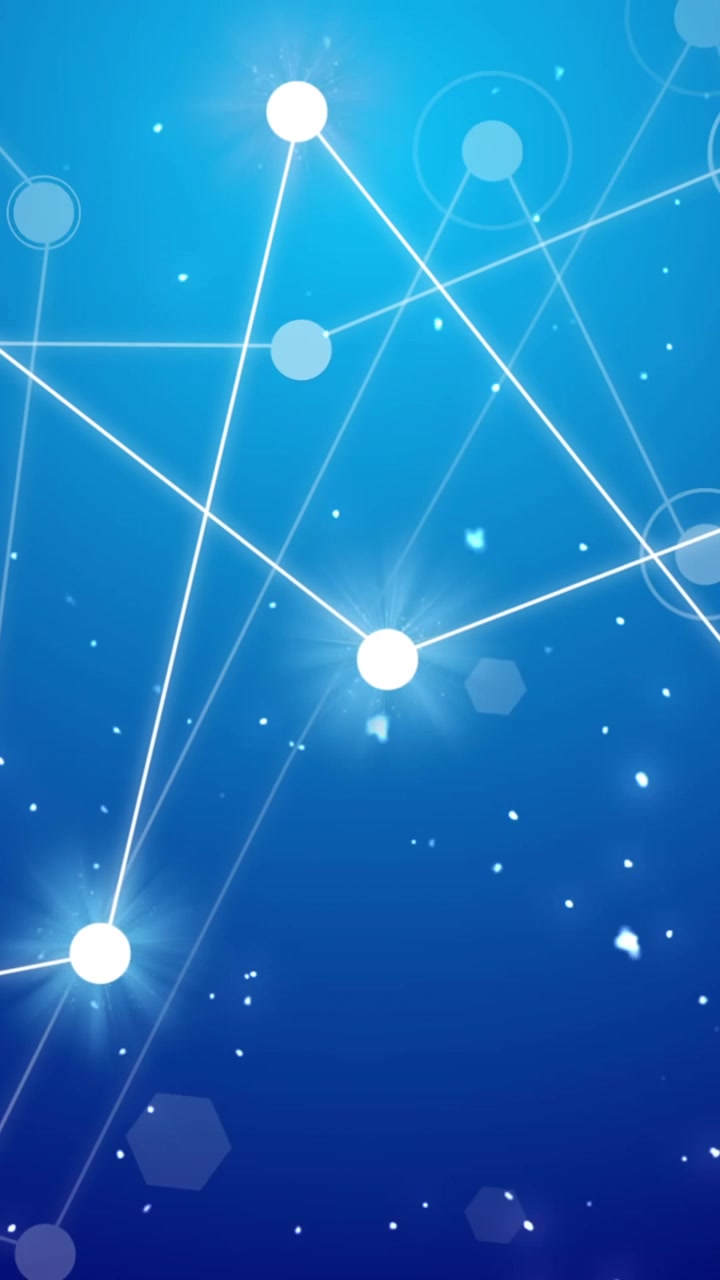 Animation of snowflakes and connections on blue background