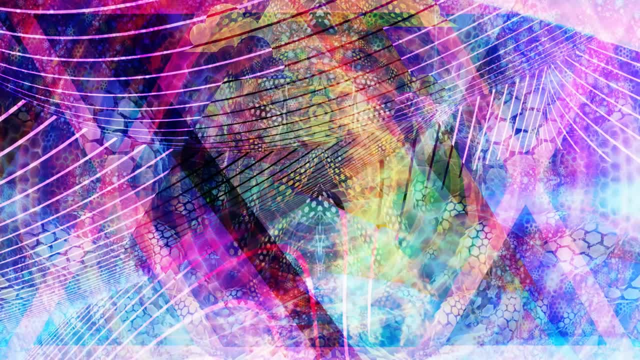 meditación y formas fractales geométricas azules y rosas onduladas - animación de fondo de movimiento de bucle sin costuras de 4k