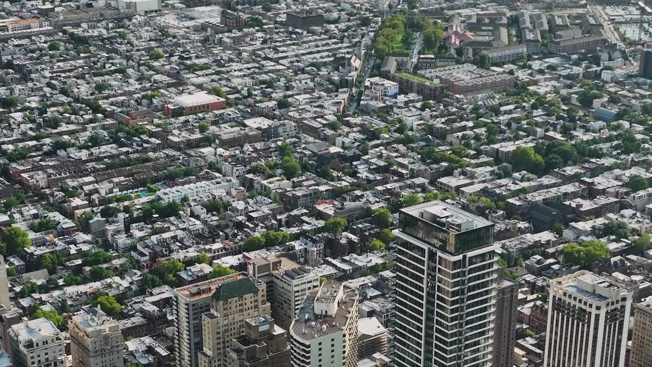 Stunning aerial view of Philadelphia neighborhoods from a drone