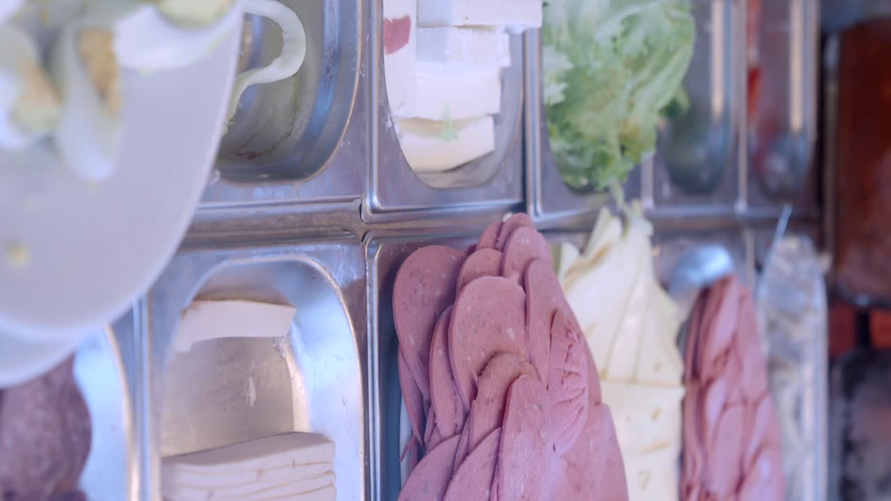 Food items in a buffet