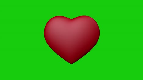 heart shape 3d animation isolated. pulsating red heart for valentine's day on empty green background. love, holiday, gift, romance concept.