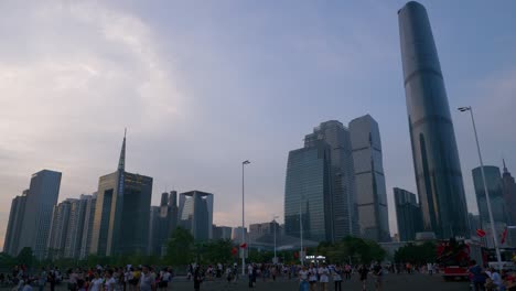 sunset time guangzhou city downtown panorama 4k china