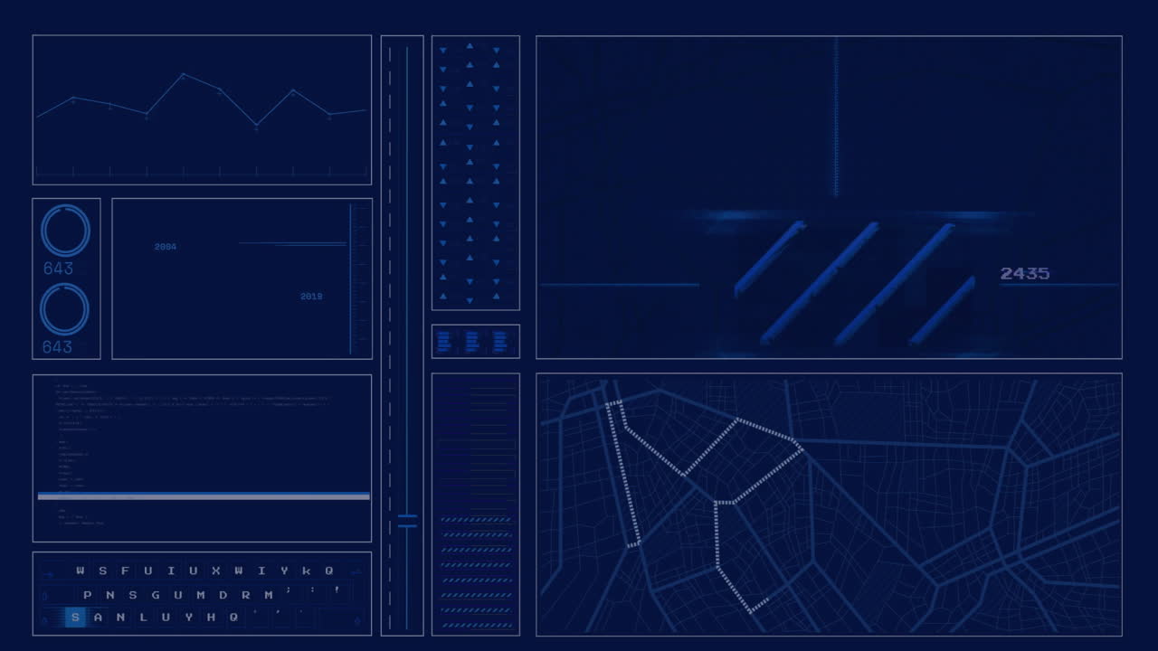 Displaying animation of graphs and maps, digital interface with data analysis