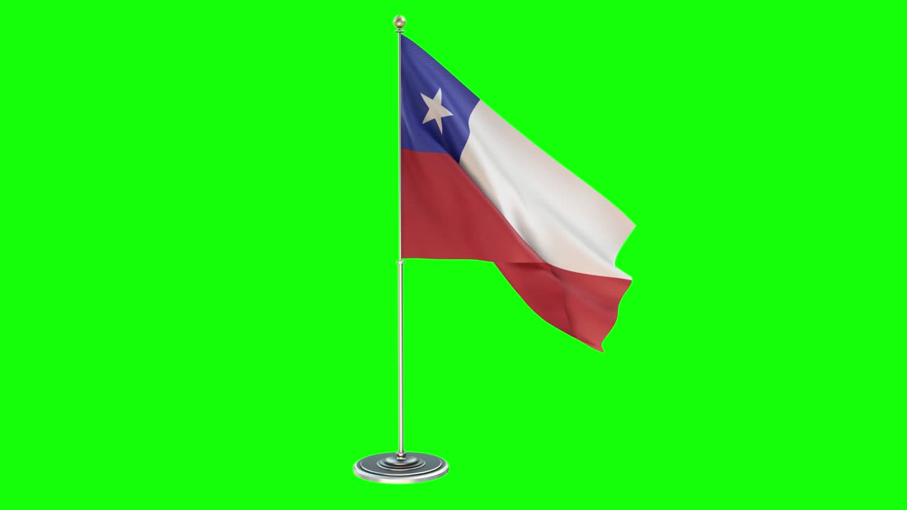 ilustración de un pequeño poste de bandera en el fondo de una llave cromada