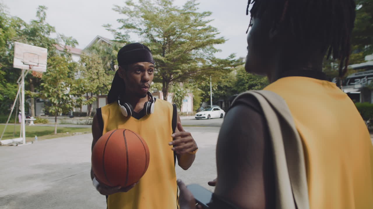 Friends Meeting on Streetball Playground