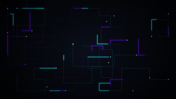 Abstract Digital Network Lines Connecting on Dark Background