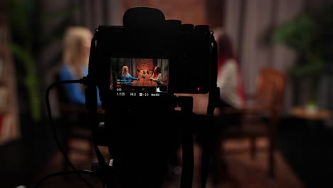 Filming an Interview with Two Women