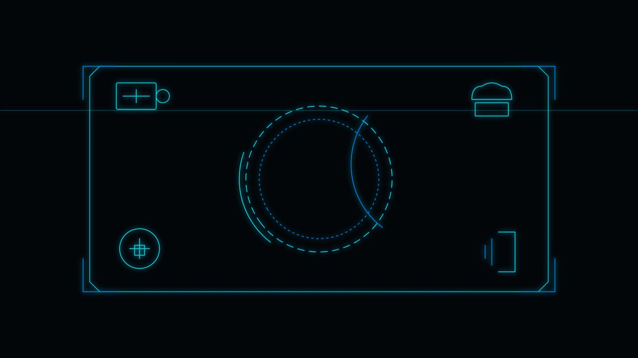 Digital Camera Viewfinder Interface with Animated HUD Elements