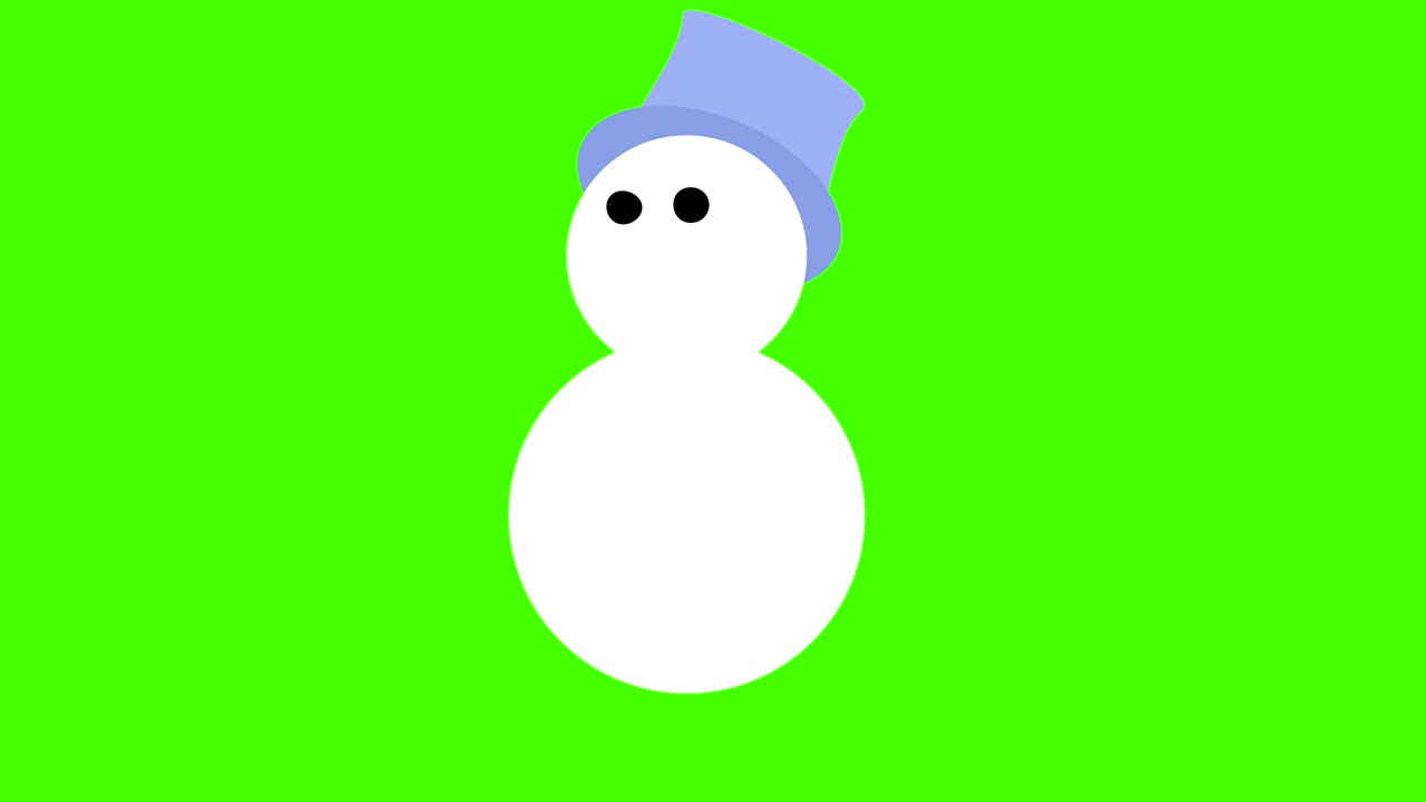 크리스마스 스노우맨이 오프 애니메이션 루프 녹색 스크린에 나타납니다.
