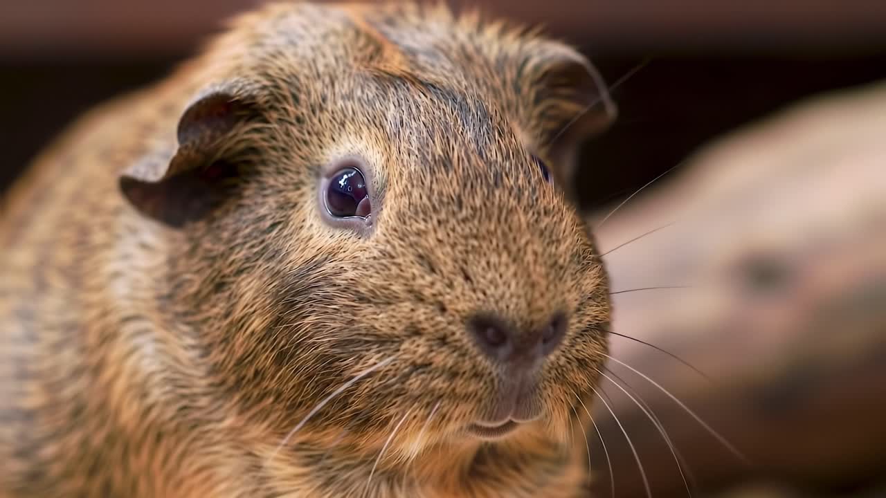 Captivating Close-Up of a Guinea Pig Showcasing Its Unique Features and Expressive Eyes in a Natural Setting