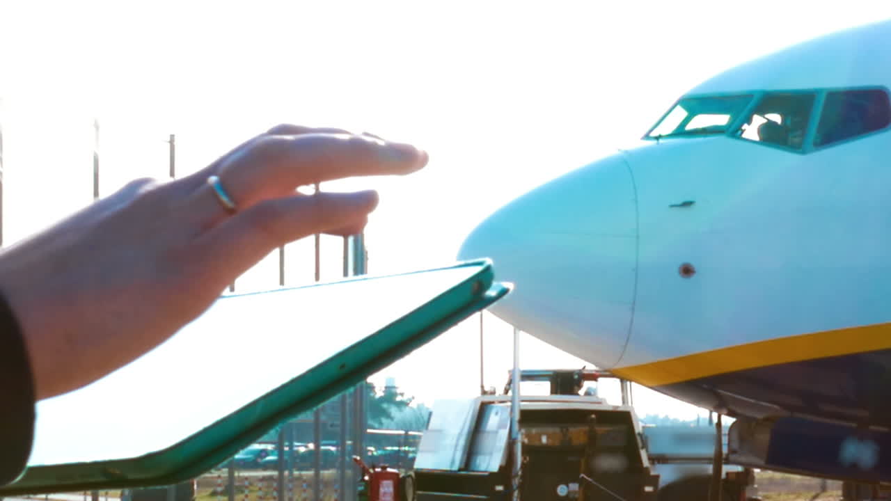 uso de touch pad al aire libre en el aeropuerto