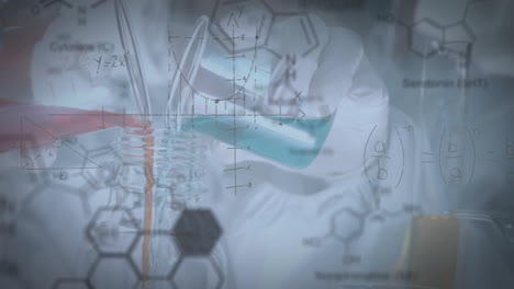 animación del procesamiento de datos científicos en vasos de laboratorio