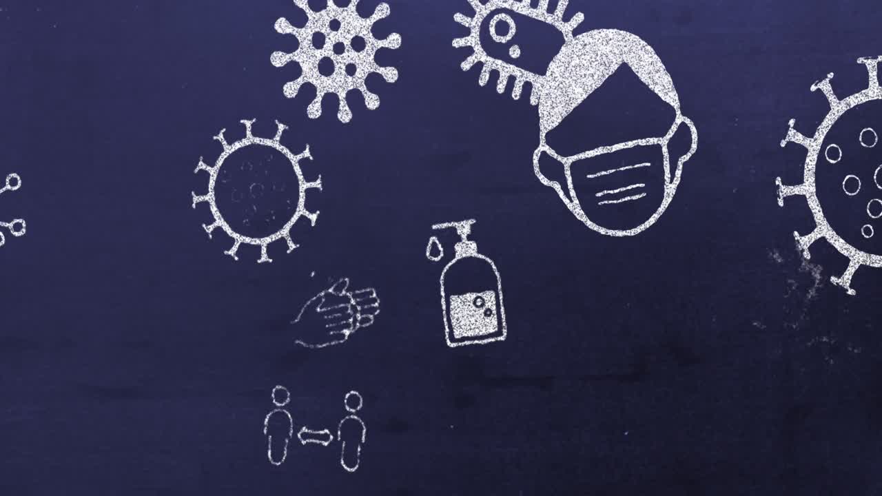 코로나바이러스 세포가 퍼지는 마스크 폐 사회적 거리두기  ⁇  아이콘