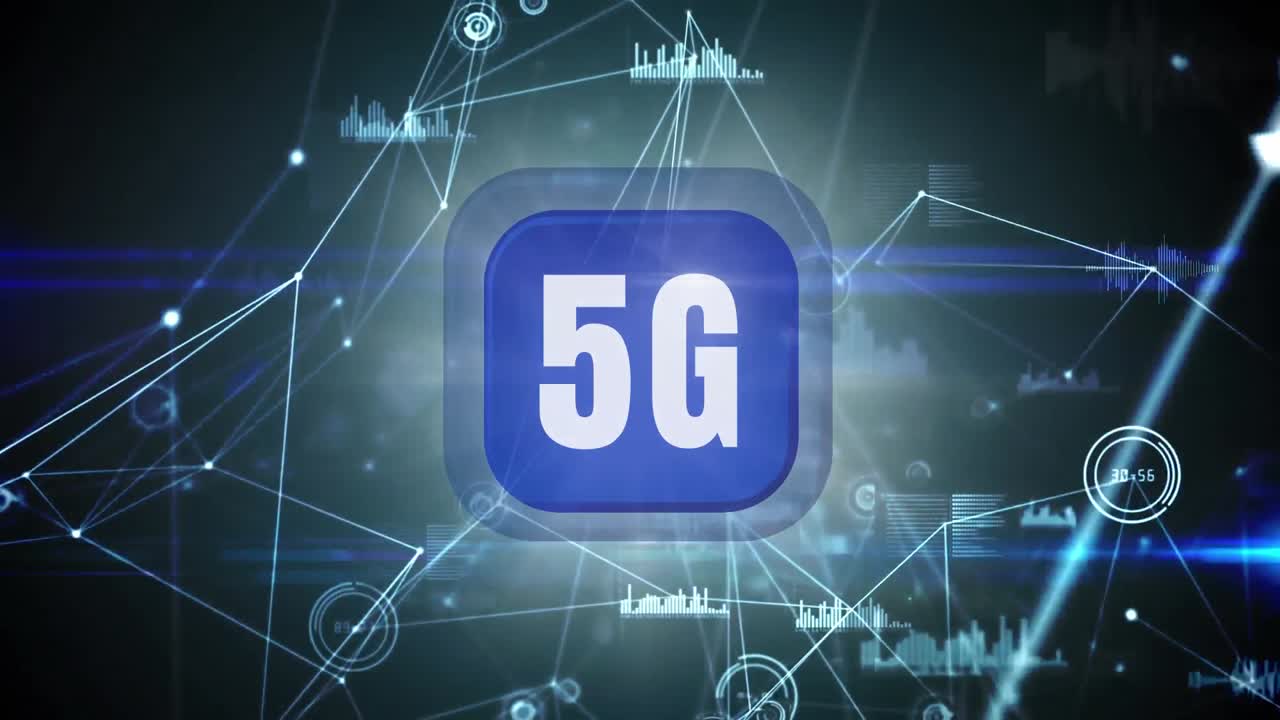 animazione del pulsante 5g con connessioni dati