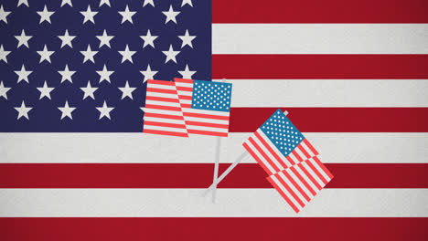 animation of american flags icons over american flag