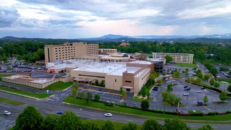 slow aerial push into johnson city medical center in johnson city tennessee