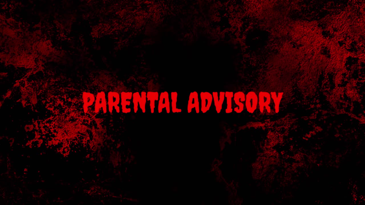 Parental Advisory Warning Text on Bloody Grunge Background