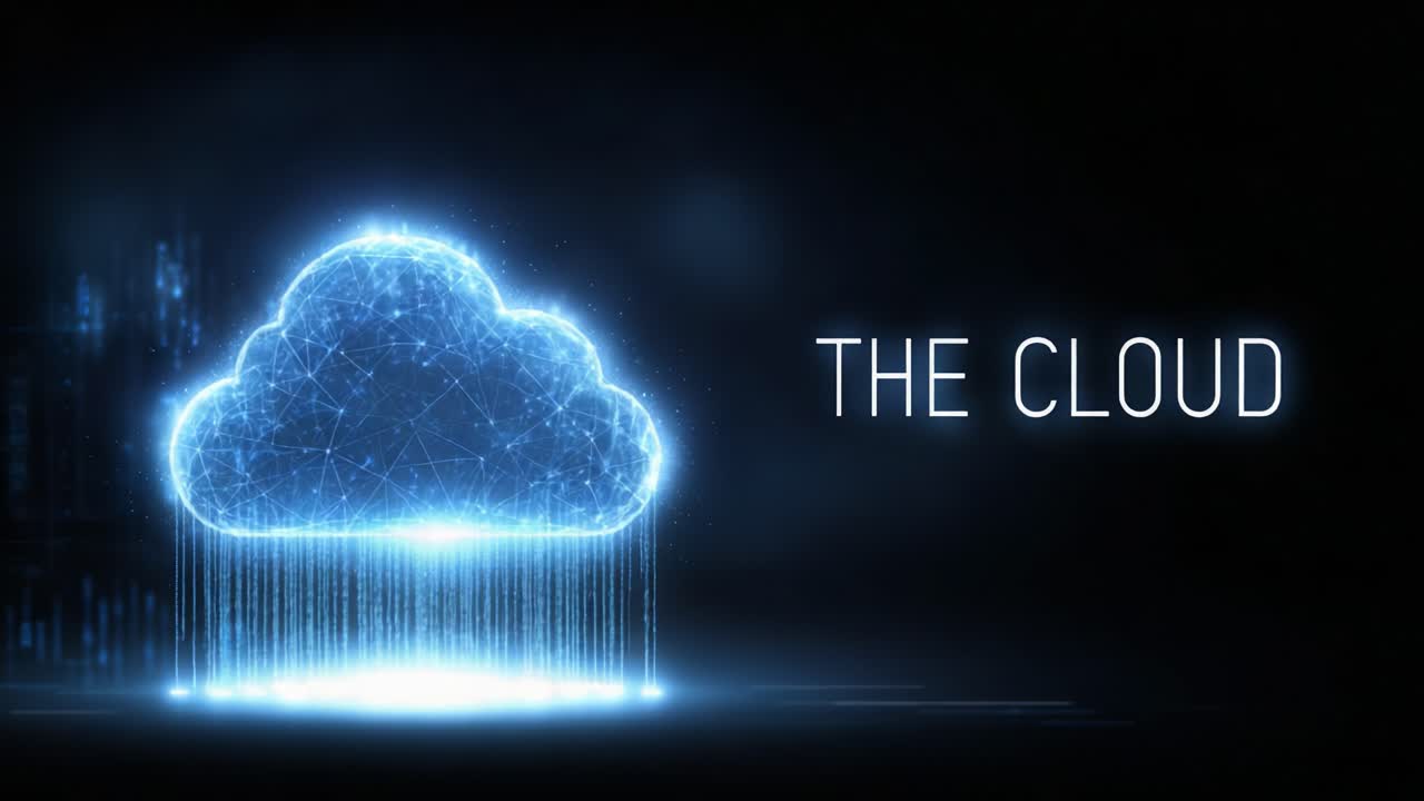 The Cloud: A Visualization of Digital Connectivity and Storage Representation in a Modern Virtual Environment with Advanced Technology Effects and Design Elements