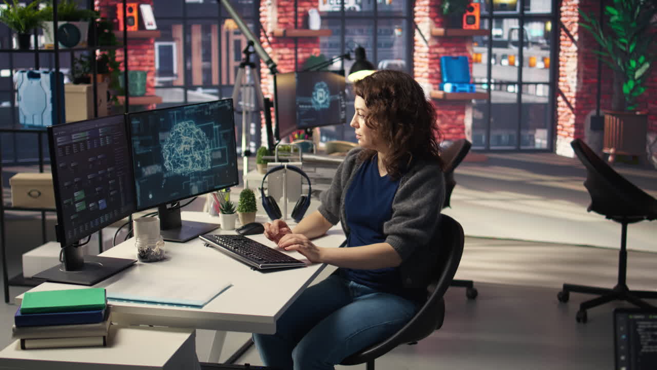 IT expert writing code and debugging on artificial intelligence neural networks