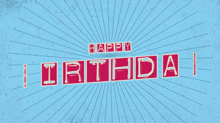 Colorful birthday card with sunburst and words Happy Birthday