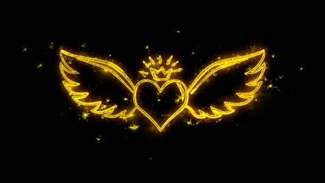 golden heart with wings and crown