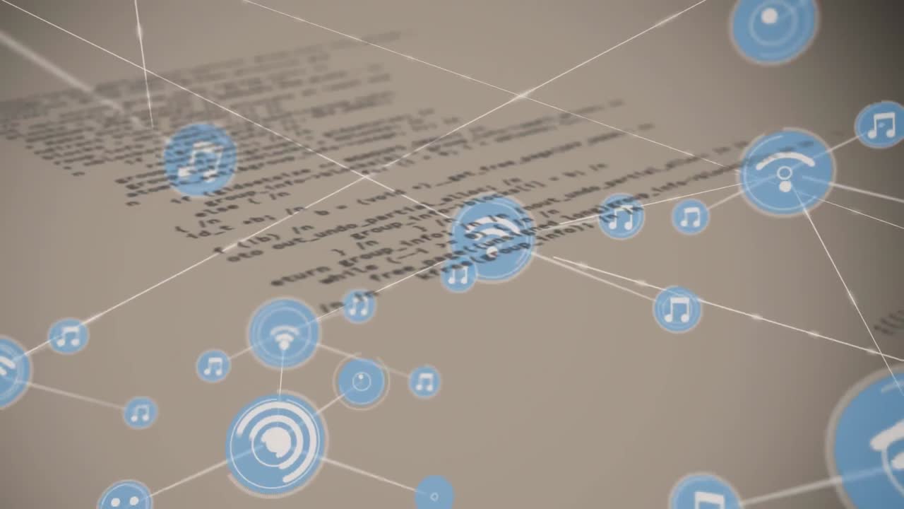 아이콘으로 연결된 네트워크의 애니메이션