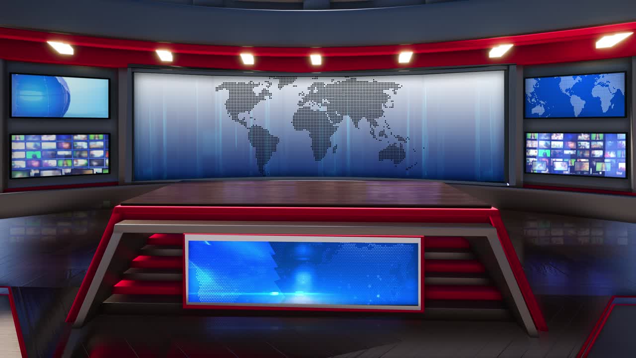 3d virtual news studio green screen background