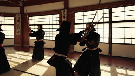 kendo training session in a traditional japanese dojo
