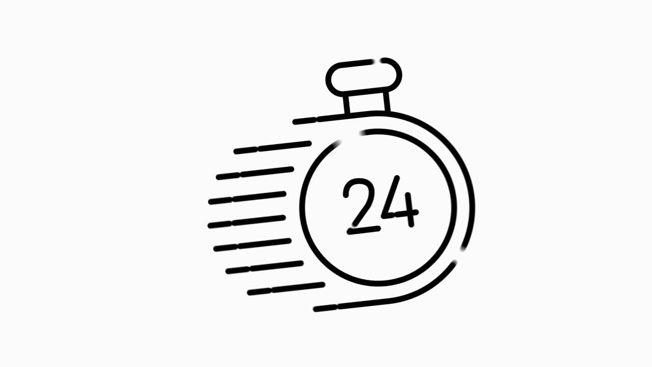 Simple of time related motion gray line icon. Contains such Icons as timer, speed, alarm, restore, time management, calendar and more. Motion graphic.