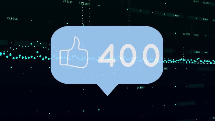 Animation of media icon and data processing on black background