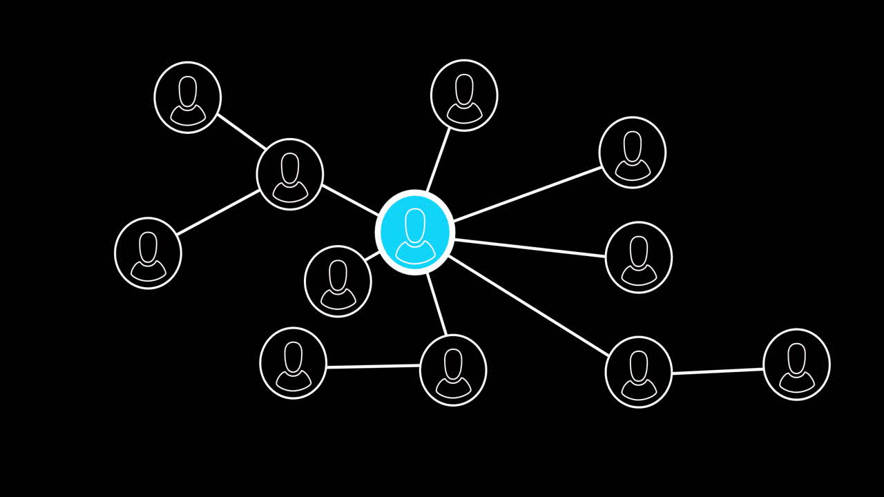 Animation of net of connections on black background