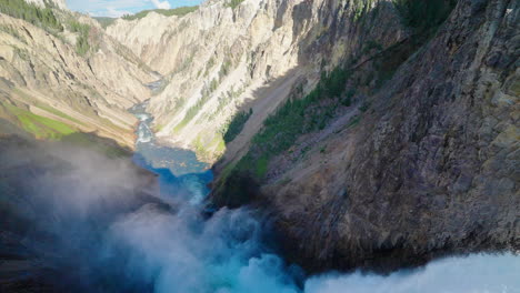 grand canyon of the yellowstone with lower falls and mist