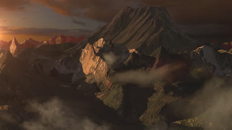 mountain range landscape with sunset