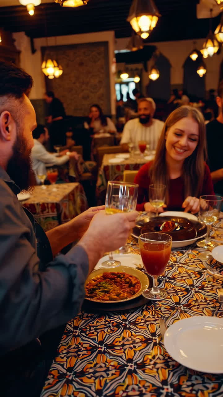 Social Gathering at a Restaurant with Ornate Decor