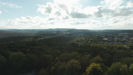 lush nature overlooking fayetteville from mount sequoyah in arkansas, usa