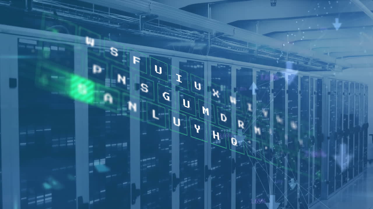 컴퓨터 서버를 통해 데이터 처리의 애니메이션