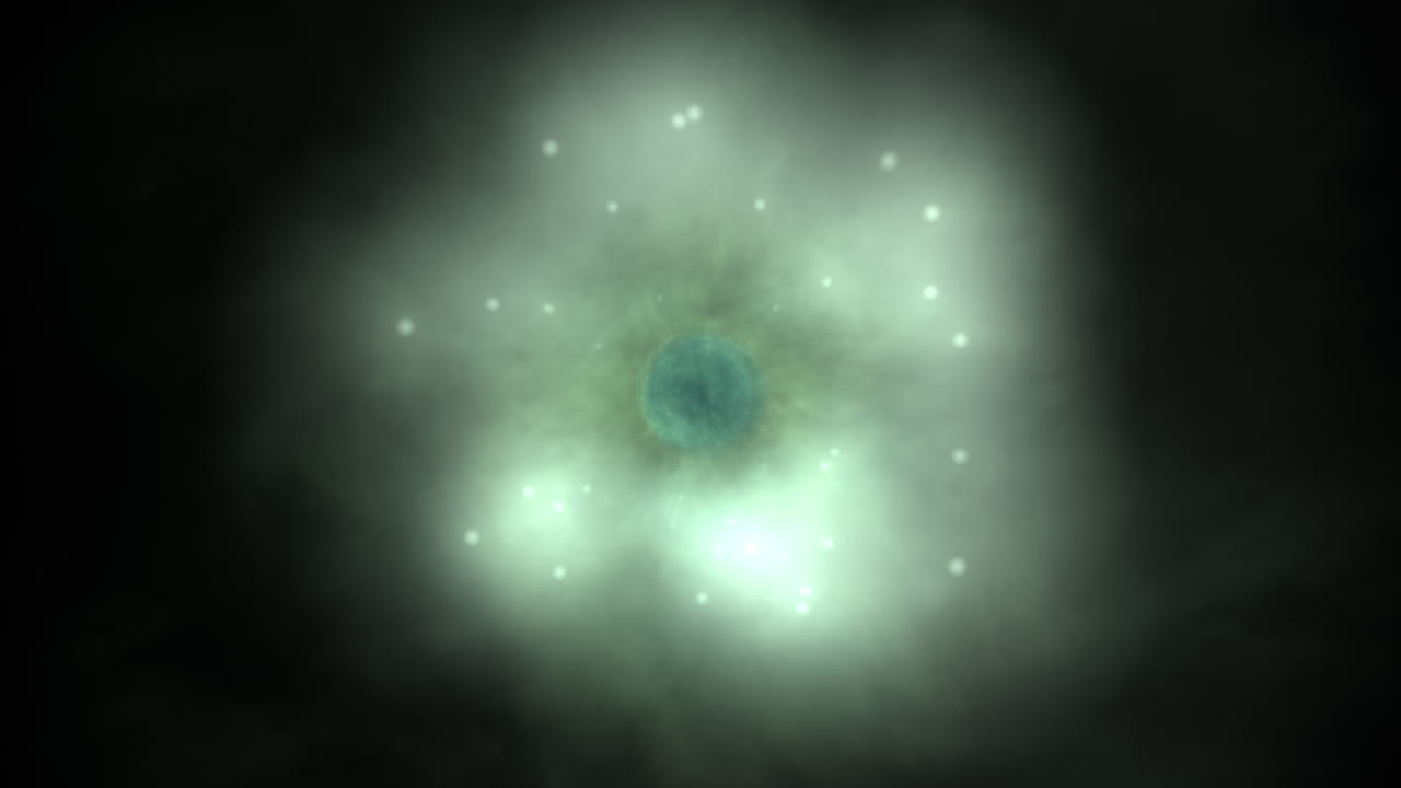 Atomic structure simulation with in-falling energy towards the nucleus. 60 FPS UHD