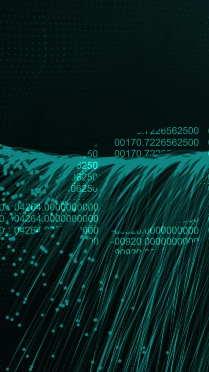 Animation of security chain icon and light trails falling against black background