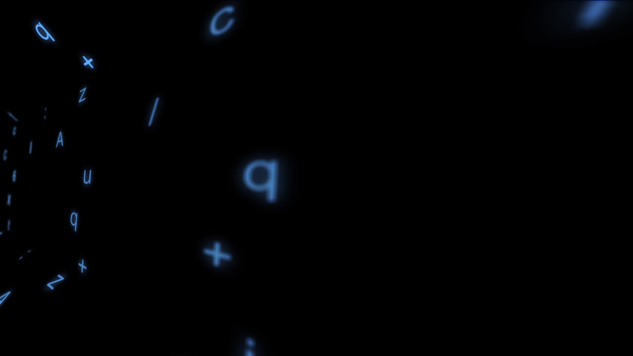 Letters flying in space.