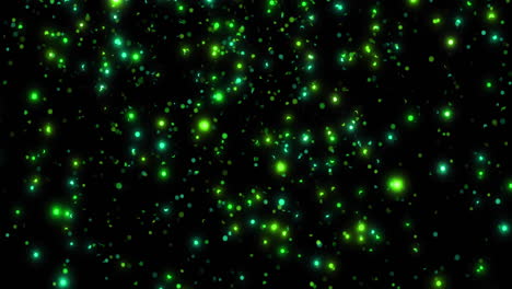 animación de puntos brillantes de luz verde sobre un fondo negro