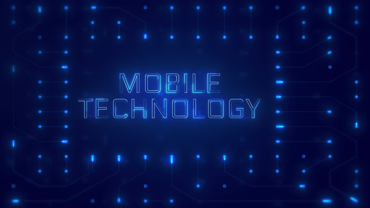 Animated Digital Circuit Board with Mobile Technology Text