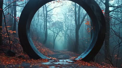 a tunnel in the middle of a forest filled with trees