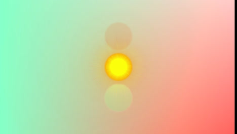 Animation-of-red,-green-and-yellow-light-spot-against-gradient-green-and-pink-background