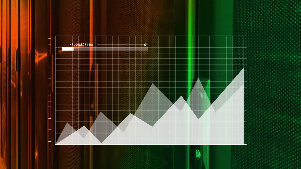 animación del procesamiento de datos digitales a través de servidores informáticos