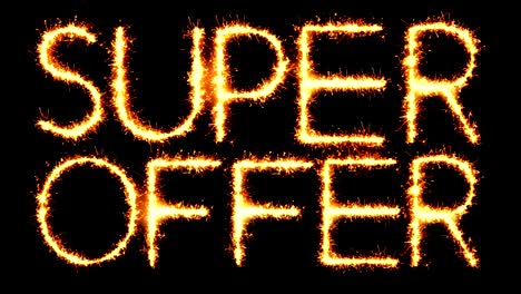 super offer  text sparkler glitter sparks firework loop animation